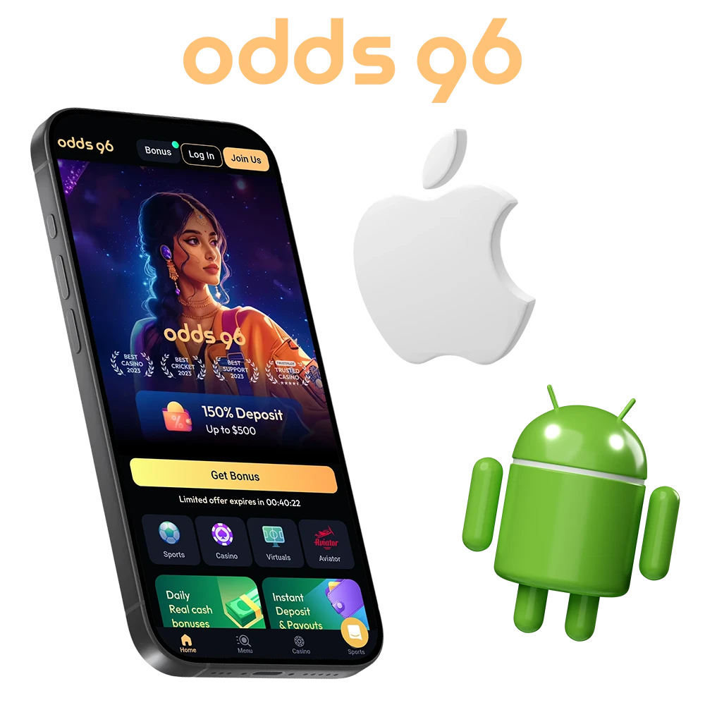 Odds96 platform offers iOS and Android apps.