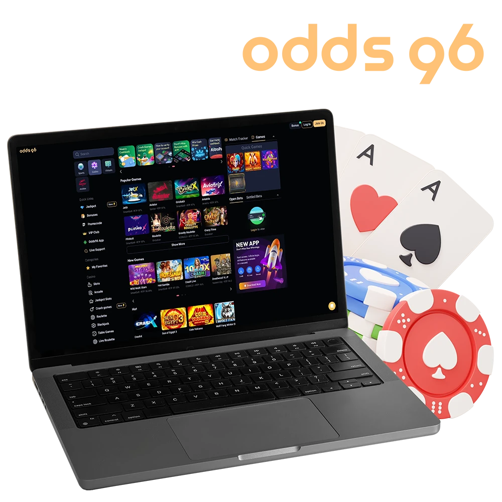 You can find a wide variety of casino games at Odds96.