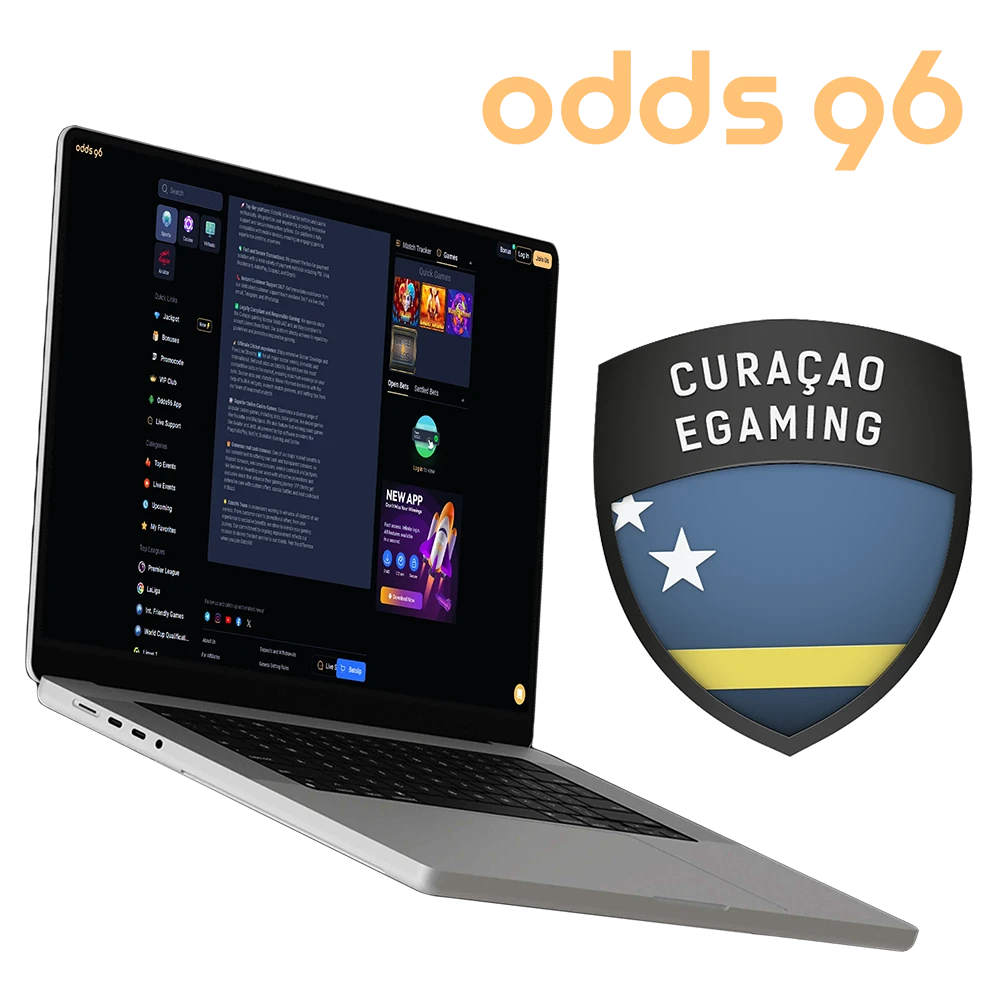 Odds96 is a secure gaming platform operating under a Curacao license.