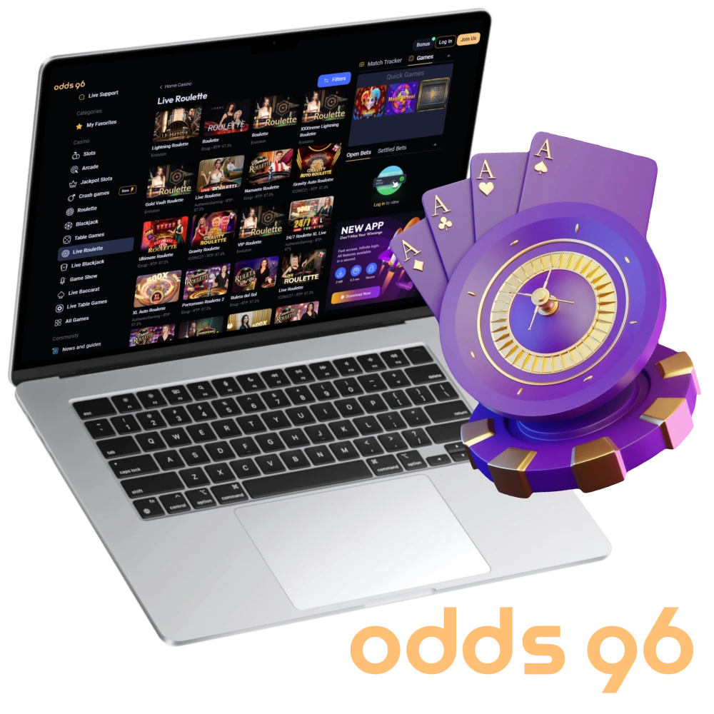 Odds96 is a place where you can play casino games with real dealers.