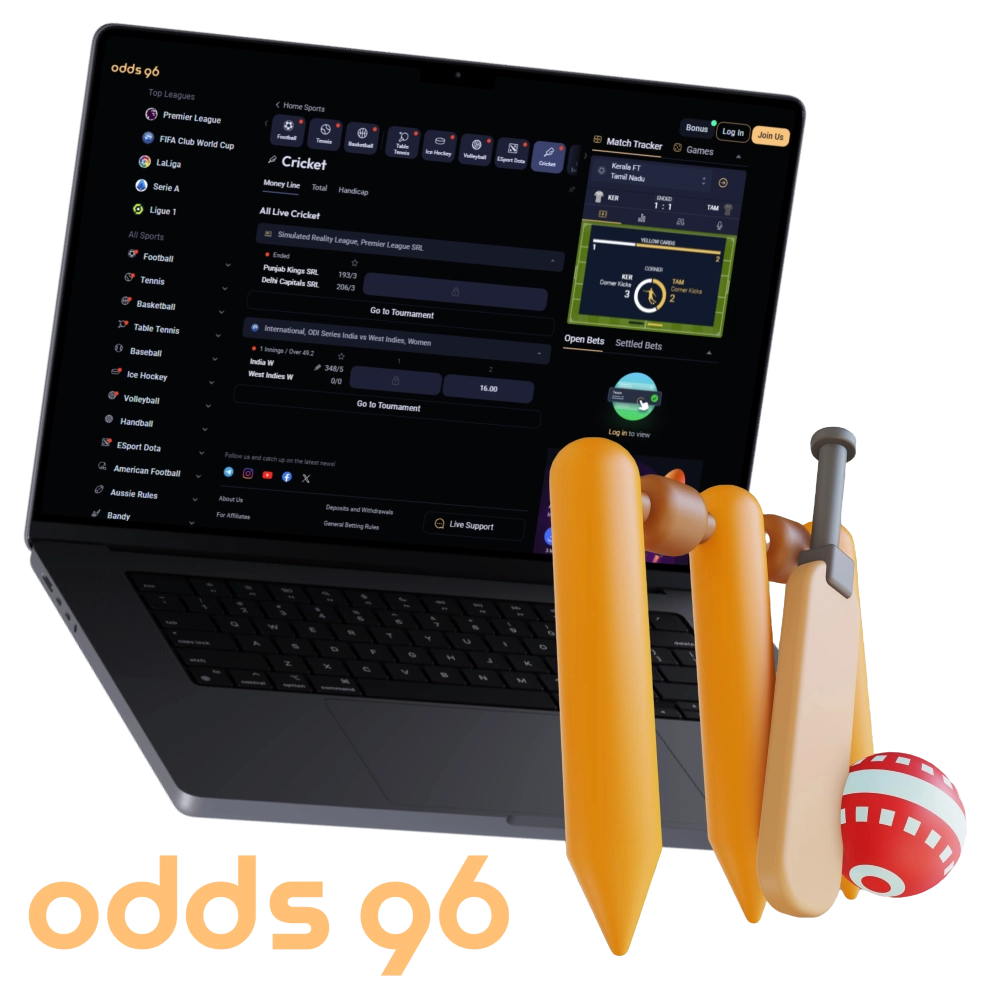 Enjoy placing bets on cricket at Odds96.