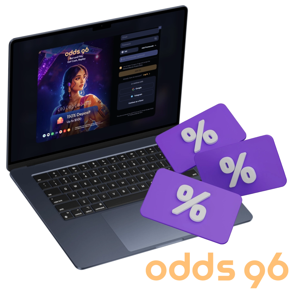 Odds96 provides users with a promotional code to receive rewards upon registration.